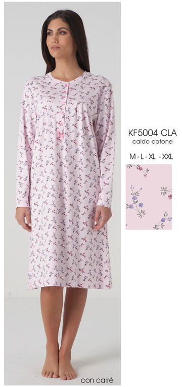 ART. KF5004 CLA- camicia notte donna m/l carre' kf5004 cla - Fratelli Parenti